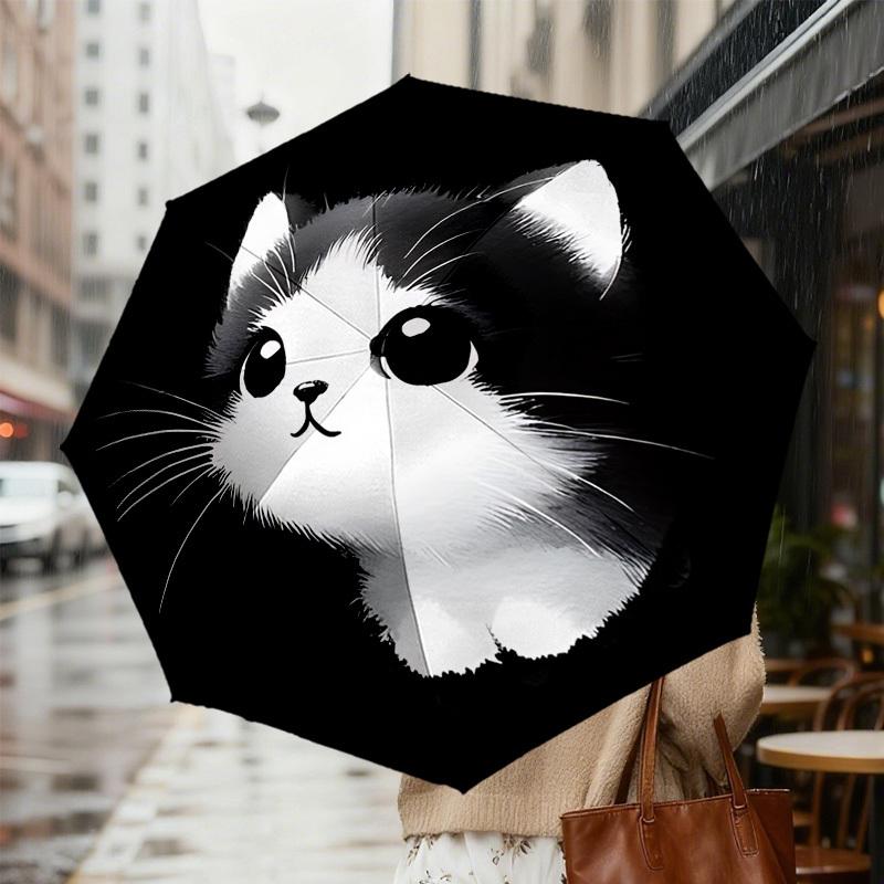 Adorable Kitten Print Umbrella   Automatic Opening & Closing, Outdoor Protection, Lightweight and Durable Travel Accessory 127