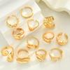 iF ME 12Pcs Gold Color Lava Texture Ring Set For Women Chunky Statement Irregular Heart Teardrop Stackable Rings Minimalist Jewelry