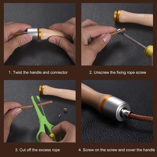 Universal Metal Bearing Adjustable Wooden Handle Adult Faux Leather Jump Rope