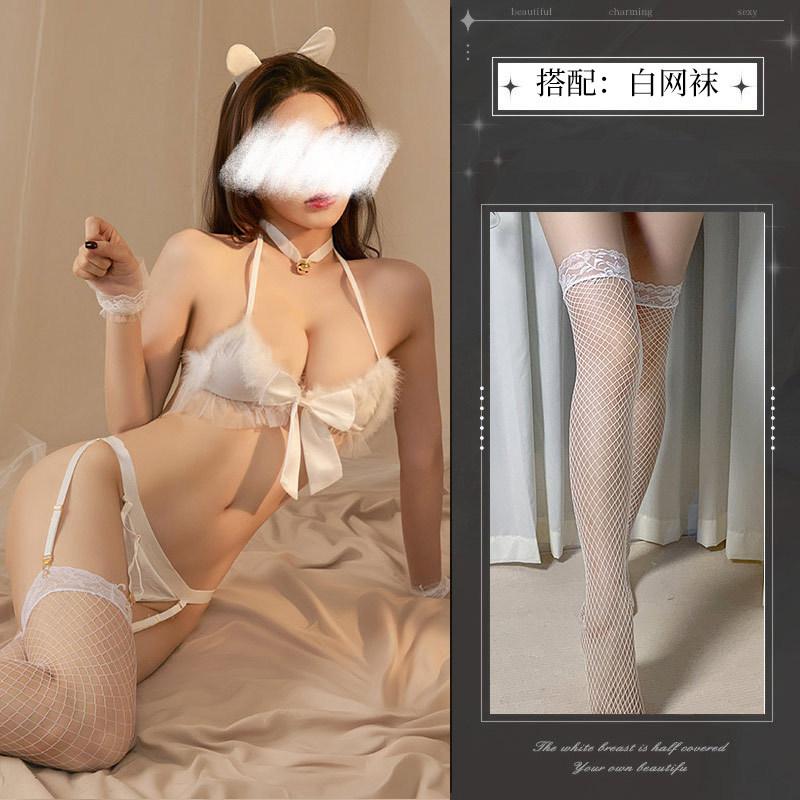Sex lingerie set Sexy hot three-point cosplay bow open crotch seduction uniform set