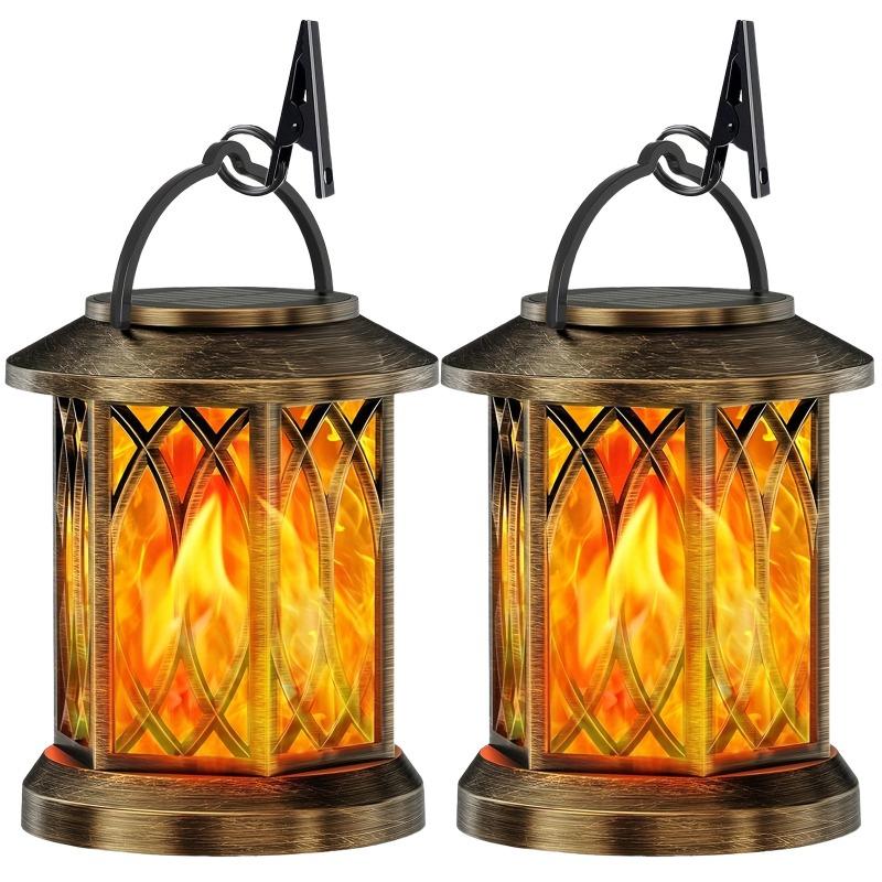 2/4PCS Solar Flame Hanging Lamp Waterproof Outdoor Light with Flickering Effect for Garden Patio Yard Path Christmas Decor