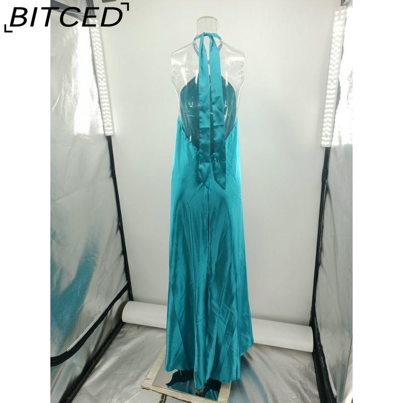 BITCED Summer Sexy Elegance Women's Satin Strapless Ball Gown Party Travel Dress