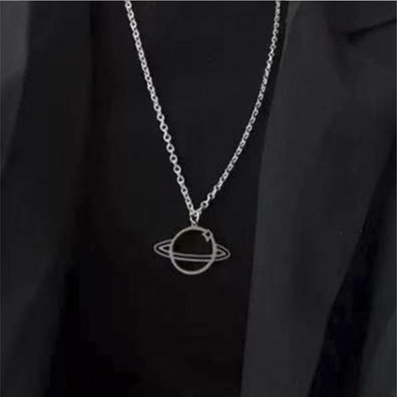 Fashion Hollow Planet Pendant Necklace Hip-hop Zircon for Men Women Universe Charm Long Metal Chain Hip Hop Style Gift Wholesal