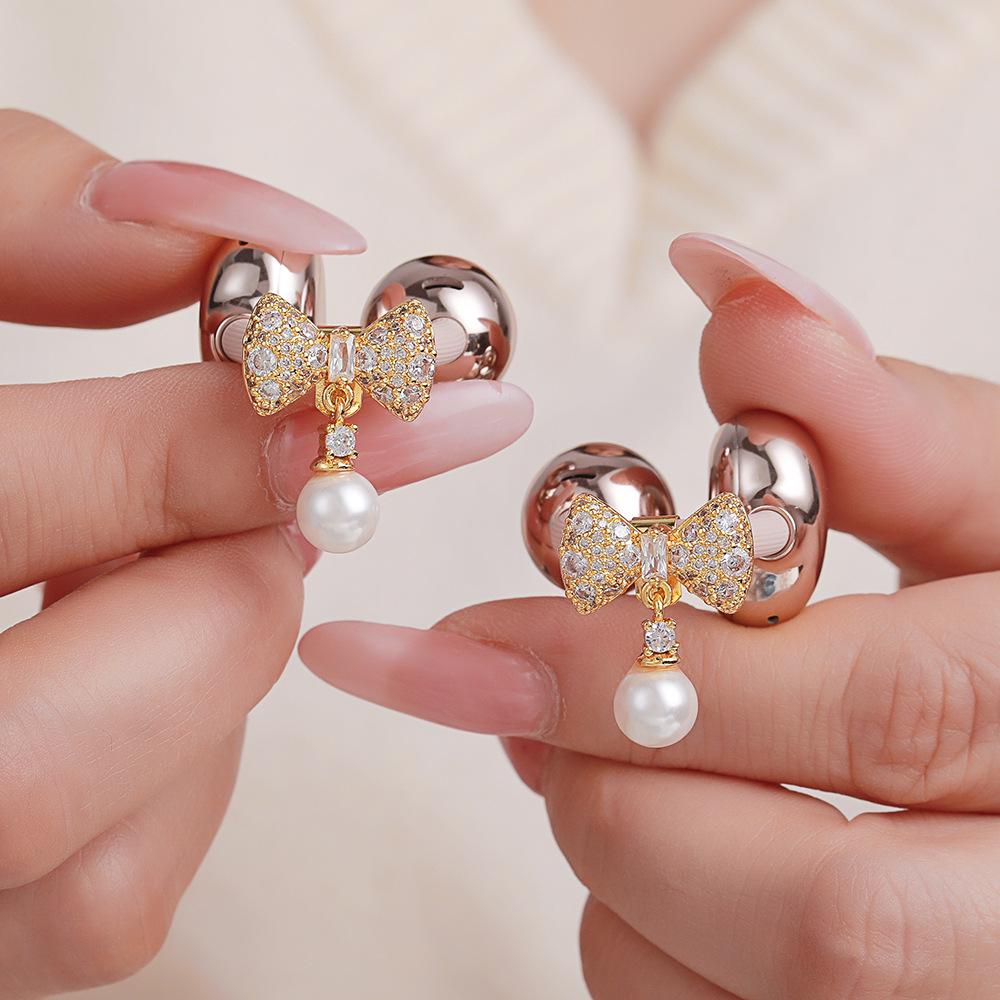 Zircon Butterfly Wing Pearl Earphone Clips for Huawei Freeclip Bluetooth Earbuds