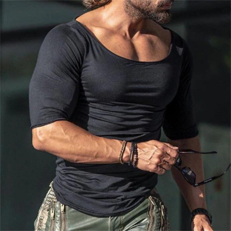 

2023 Мужская футболка с V-образным вырезом, устойчивая к сминанию, быстросохнущая, дышащая, с коротким рукавом M чёрный