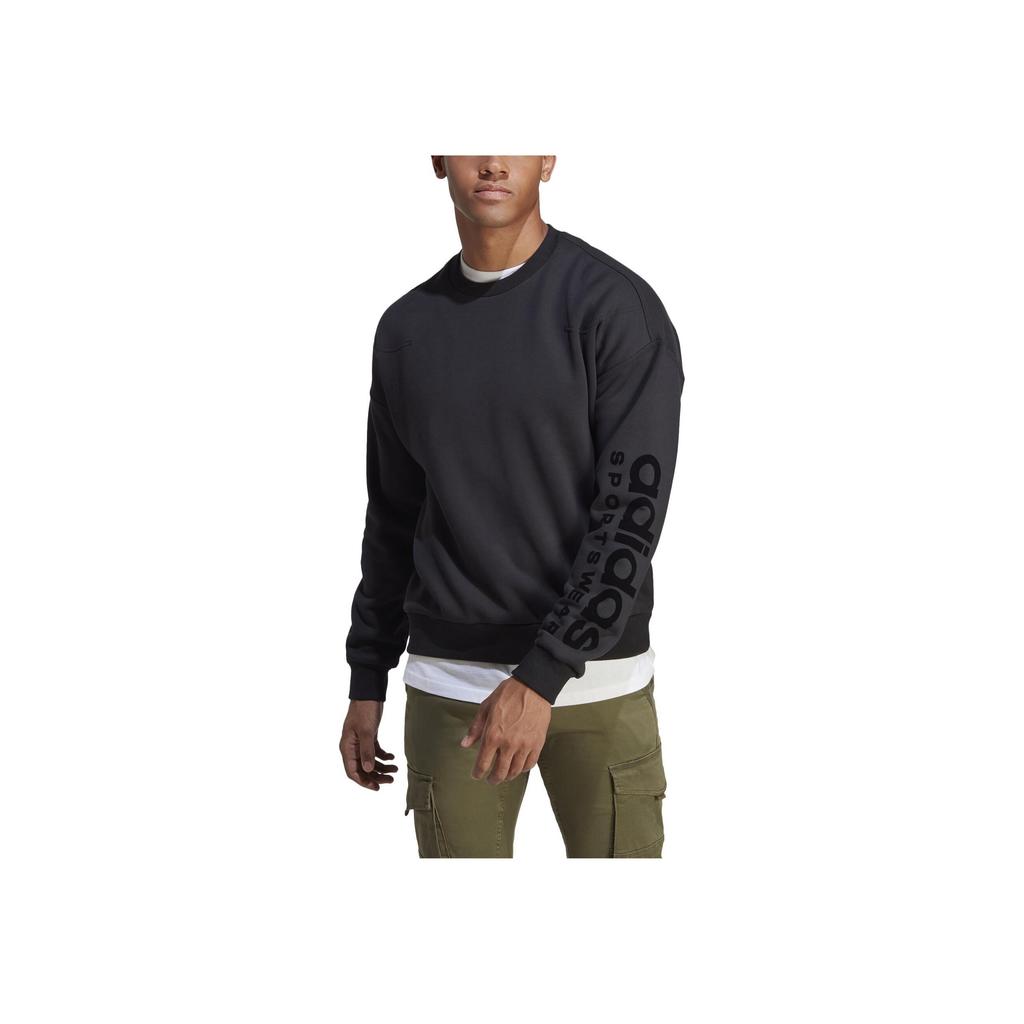 Adidas Logo Print Sweatshirt Men Sweatshirt Black IA9363