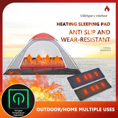 Coussin Chauffant Électrique 4 Zones Camping Matelas Chauffant 38 À 65℃ 3 Niveaux Coussin de Couchage d'Hiver Isolation USB Couverture Chauffante Intelligente