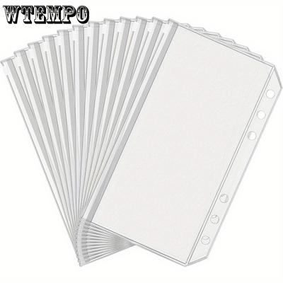 35pcs A6 Size Binder Pockets 6 Holes Budget Cash Envelopes Budgeting Frosted Zipper Folders Loose Leaf Bags Waterproof PVC Document Pouch Filing Bags
