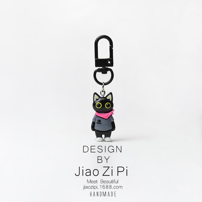 Trendy Funny Street Cat Keychain Creative Bag Jewelry Pendant Personalized Cartoon All-match Daily Accessories