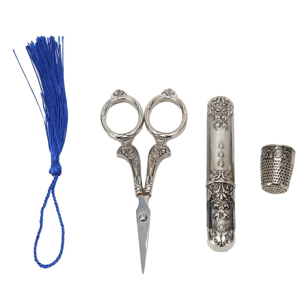Embroidery Scissors Kit Scissors Thimble Needle Case 3 Piece DIY European Antique Vintage Sewing
