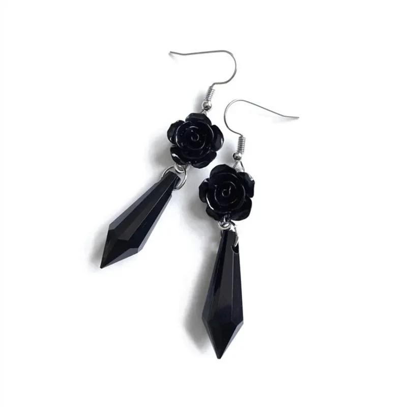 Gothic Vampire Dark Bat Personalized Earrings Vintage Geometric Blood Drop Cone Crystal Creative Witch Jewelry Accessories