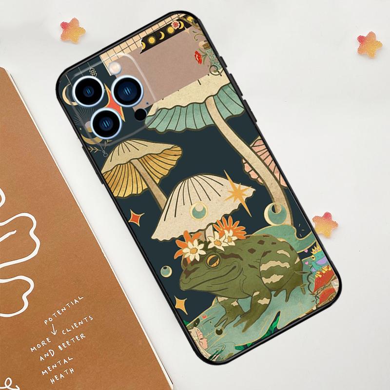 Vintage Retro Frosch Pilze Handyhülle Für iPhone 17 Pro Max 14 13 12 11 15 16 Pro Max mini 16 Plus 16e 17 Air Funda