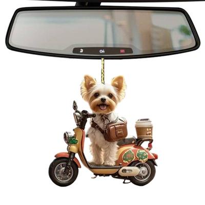 Přívěsek do auta Živá Štěně na Motocyklu Designová Soška Lehká Závěsná Dekorace Vnitřní Venkovní Dekor
