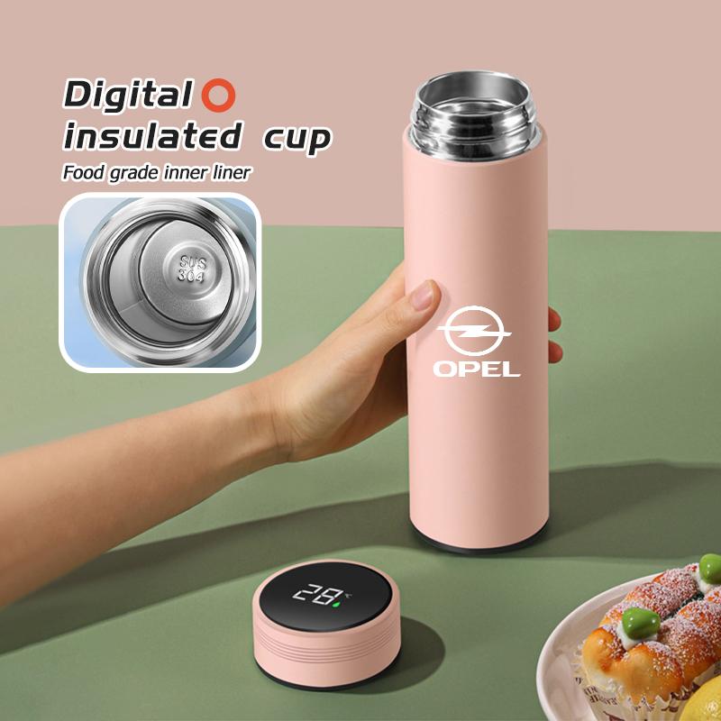 AAAYS1 For Opel 304 Stainless Steel Thermos Cup Smart Display Vacuum Water Cup Insignia Corsa Zafira Mokka Grandland Antara Ampera