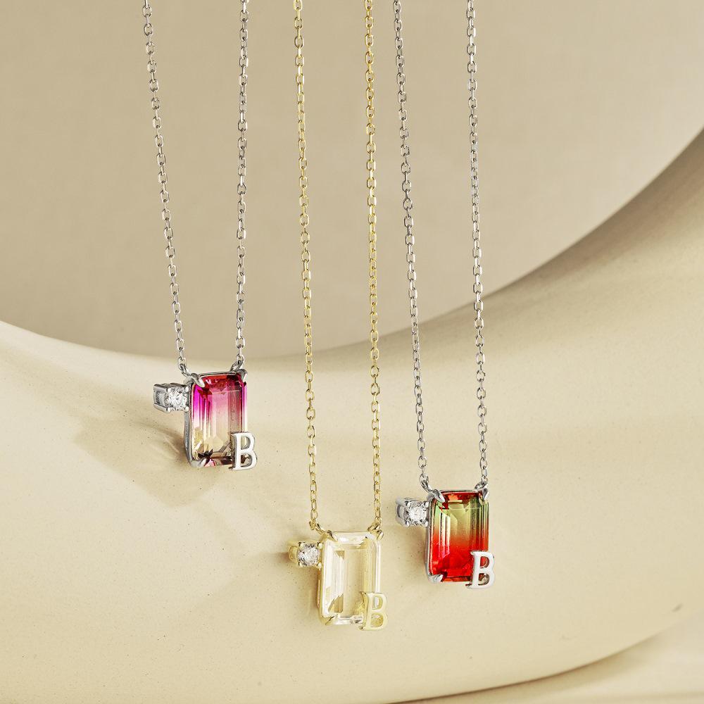 Collier Aurora Love en Argent Sterling S925 pour Femme avec Zircon - Design 26 Lettres, Cadeau de Noël Haut de Gamme