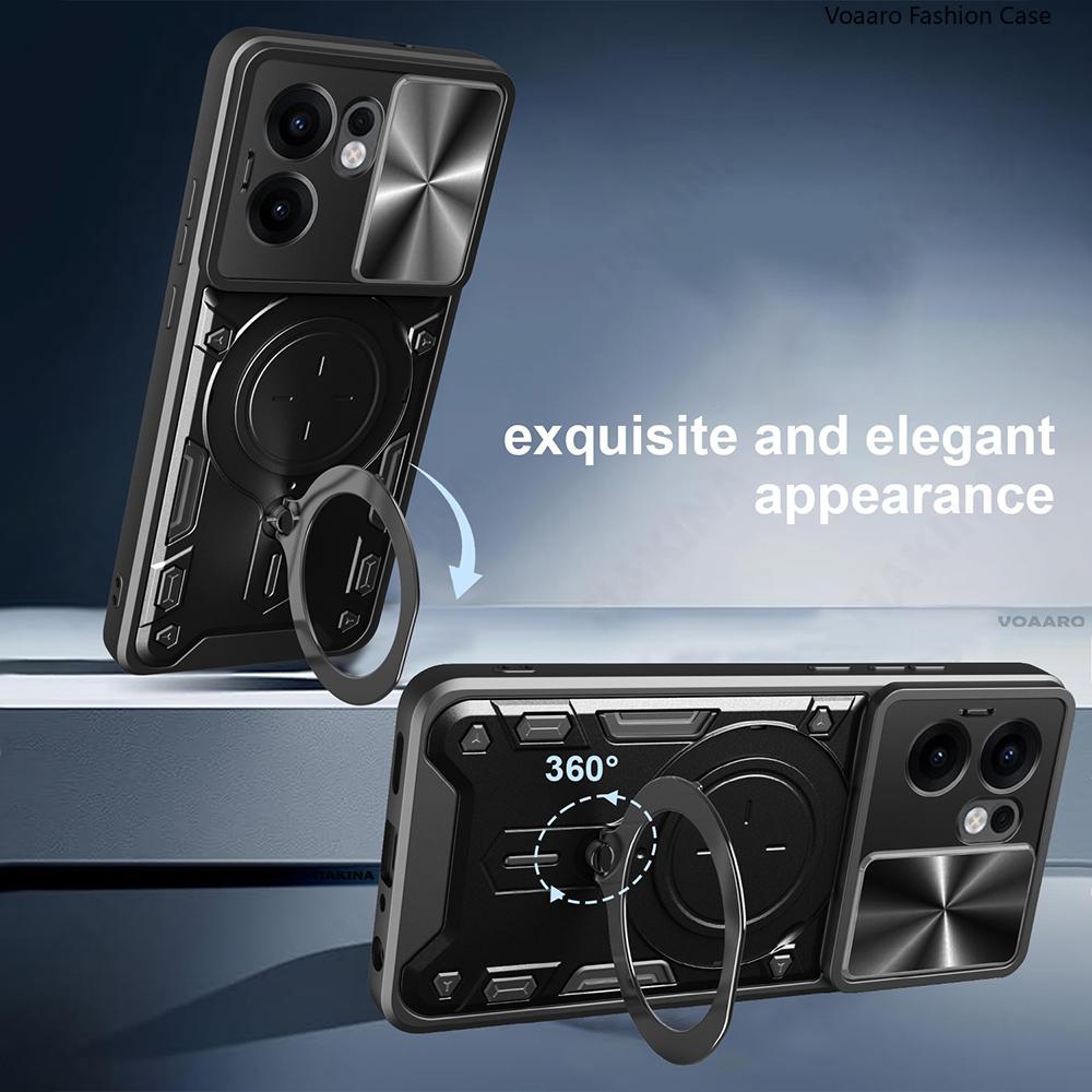 Slide Lens Push Window Armor Funda for OPPO Reno13 F Case for Reno12 Reno13 Reno 12 13 Pro F 5G Case Magnetic Ring Stand Cover