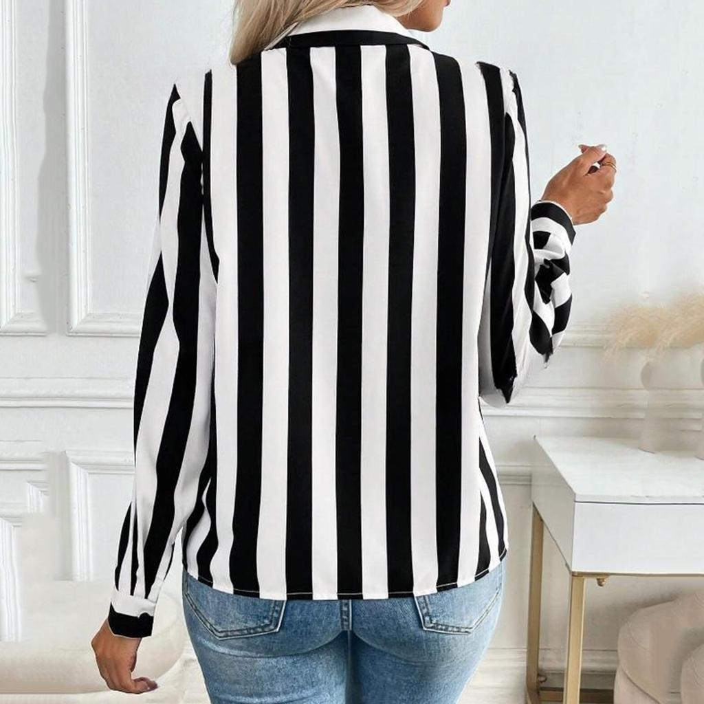 Women's fashionable shirt casual V-neck long-sleeved top