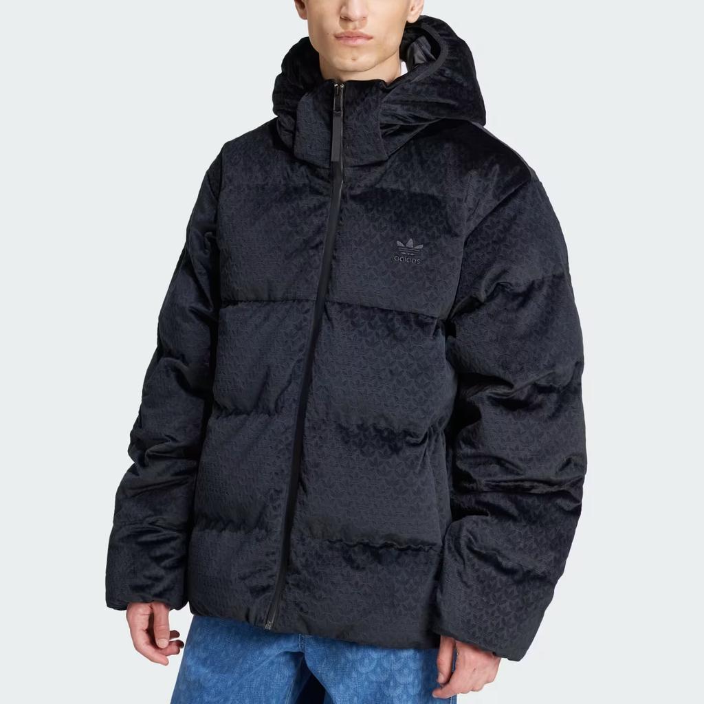 Adidas Originals Down Regent FW24 Monogram Jacket Comfortable Warm Hooded Down Coat Men Jacket Black IW3442