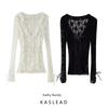 Kaslead New Arrival Women's Clothing Fashion Style Fashion Minimalist Silm Lace Laminated Decoration Tops 4813319