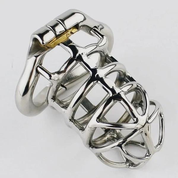 Male Stainless Steel Chastity Cage with Arc-Shaped Rings