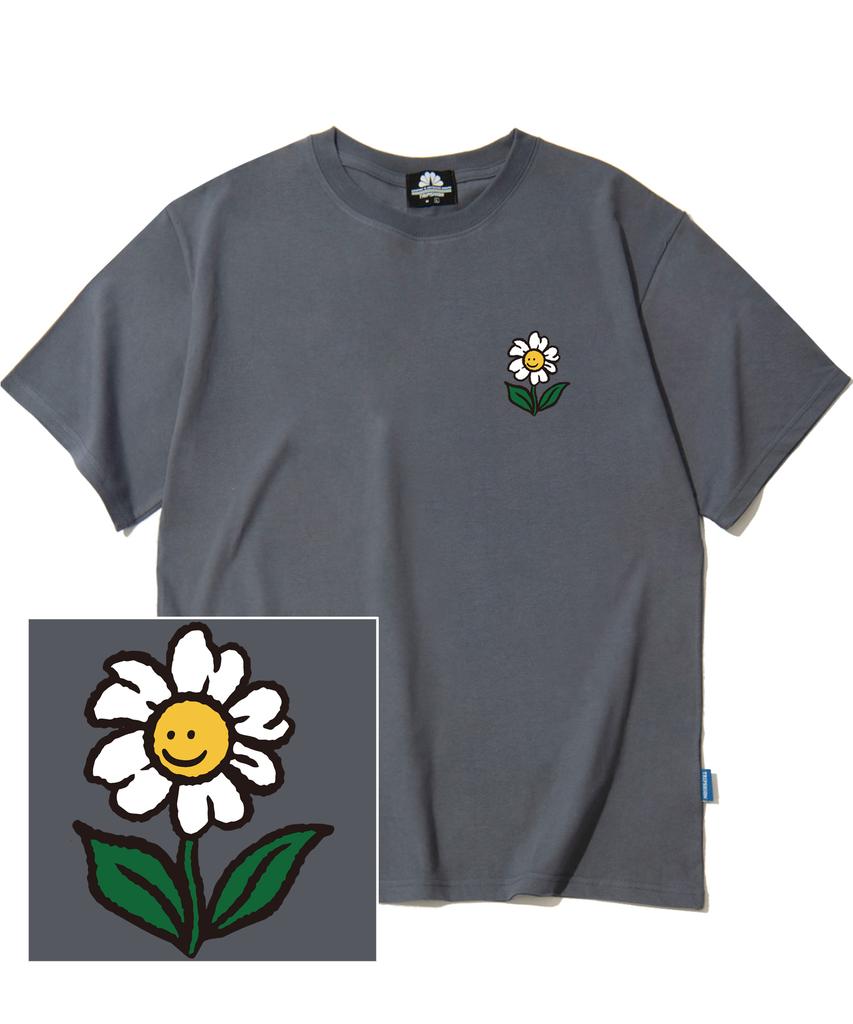 TRIPSHION Single Flower Logo T-Shirt - Gray