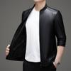 Men's Stand Collar Faux Leather Jacket