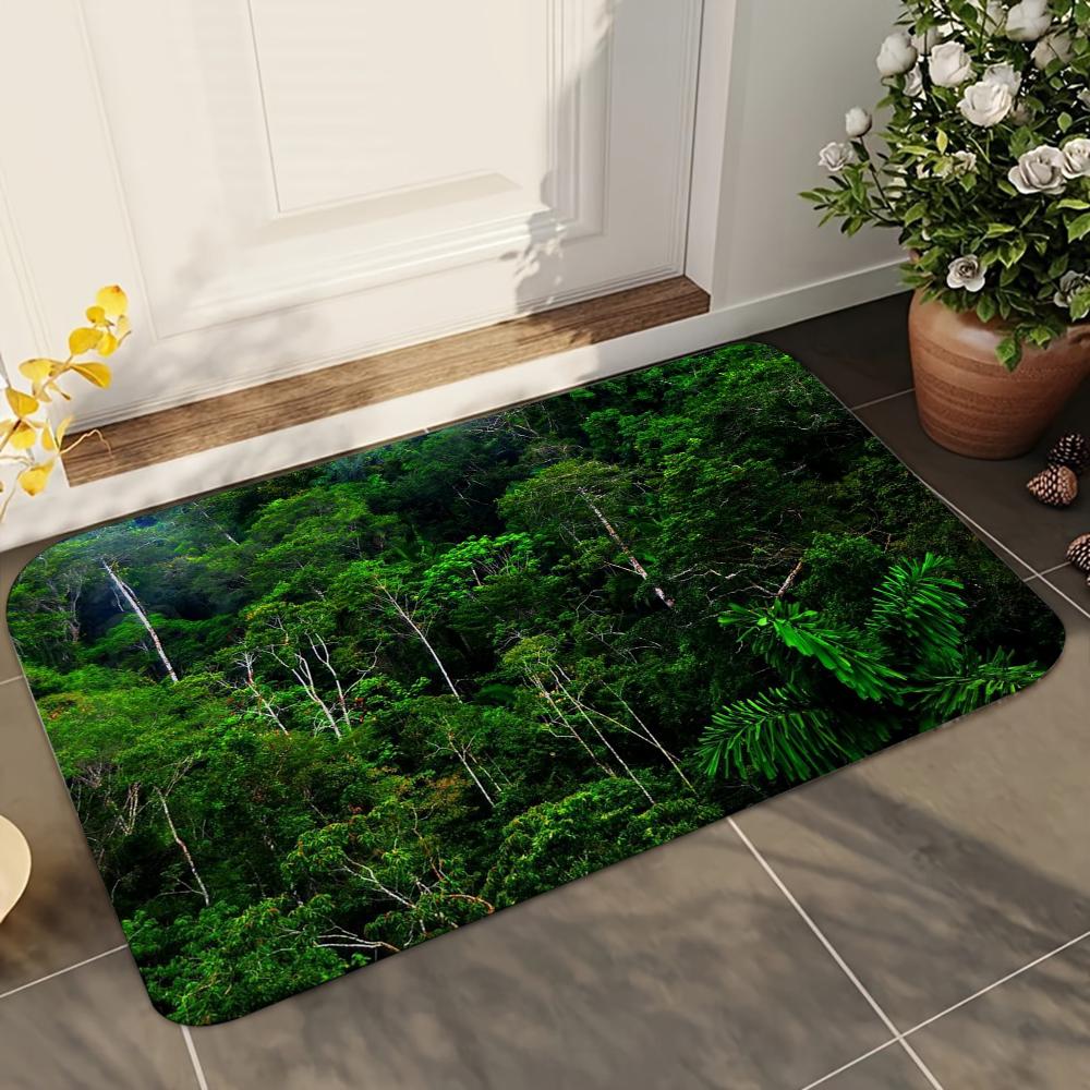 1pc Forest Tree Jungle Animal Landscape Absorbent Mats Anti-Slip Mats Home Decor Supplies Carpets Home Kitchen Floor Mats