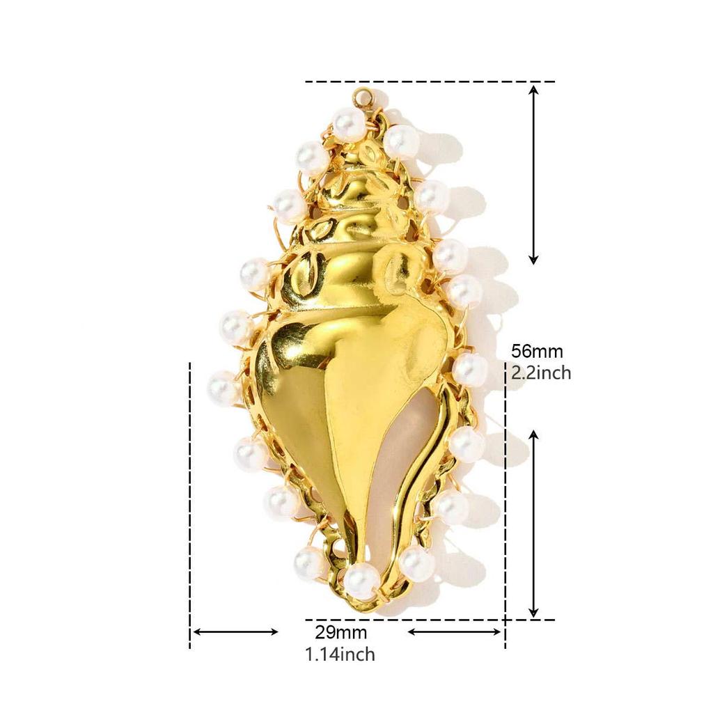1pc Stainless Steel Colored Enamel Fish Turtle Necklace Pendants Pearl Conch DIY Charms Women Ocean Style Jewelry