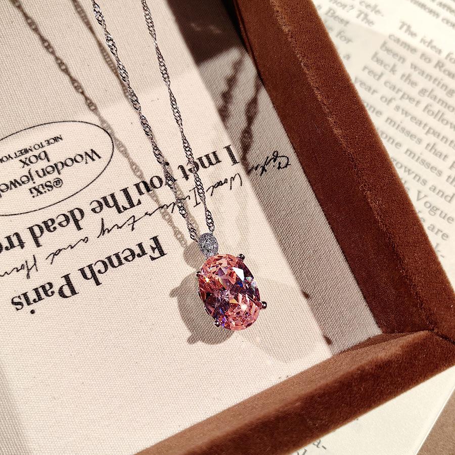 High-End Schwerindustrie Design Realistisches Königsblaues Set Luxus Voll Diamant Anhänger Offener Ring Farbige Schatz Rosa Diamant Ohrringe