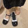 2024 New  Women's Heeled Single Shoes Versatile Women's Shoes Square Toe Comfortable Spring and Autumn One-Word Buckle Strap
