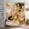 Luxurious Floral Shower Curtain Modern Decorative Bathroom Fabric Black White Gold Color Blended Flower Design Waterproof