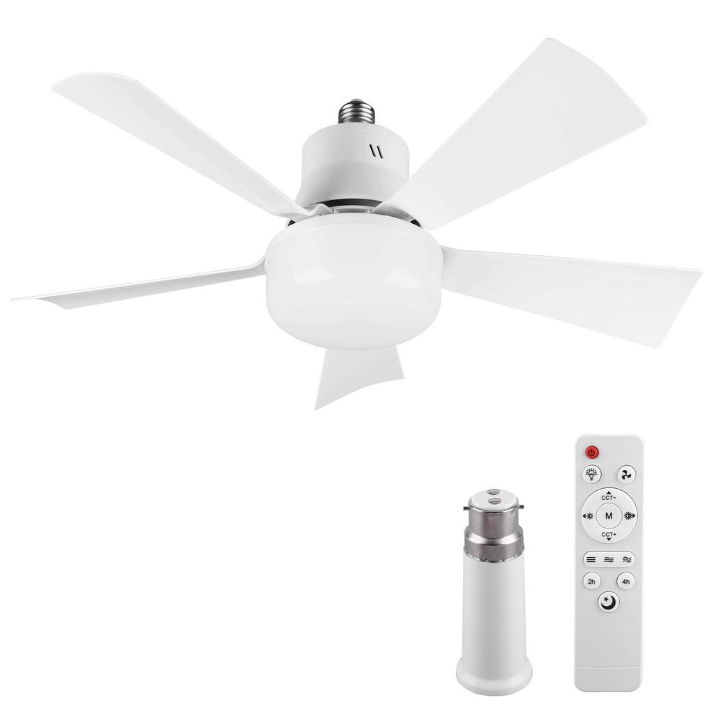 2-in-1 Screw-in Fan Lamp with Remote Control Detachable Fan 3 Speed Adjustable for Bedroom Kitchen Office Home for Living Room