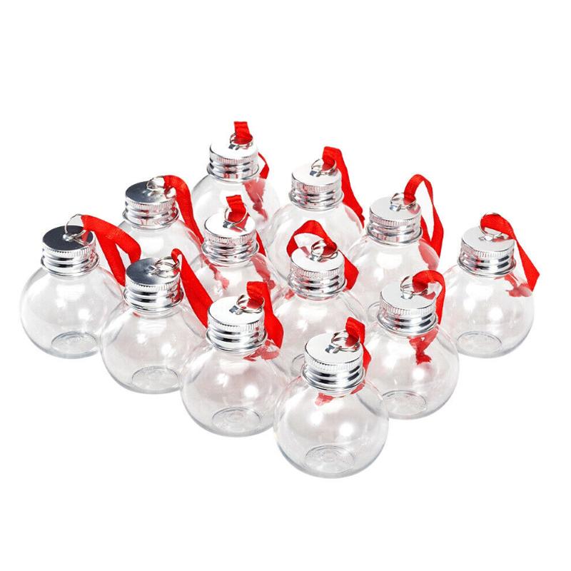 6/12 stk 50 ml væskeflaske juletre hengende utfyllbare kuler Baller rødt bånd