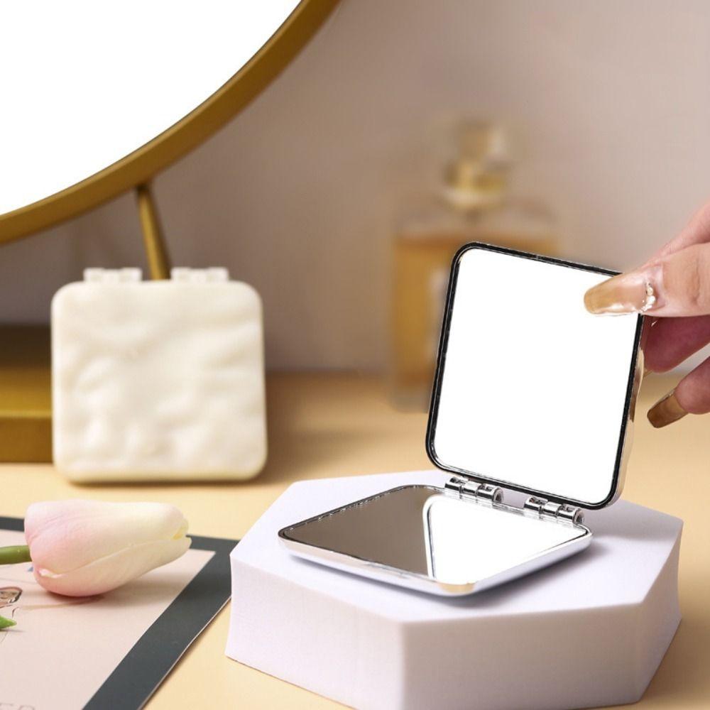 Mini Portable Hand Mirrors Square Compact Pocket Mirror Foldable Plating Makeup Mirror  Gift