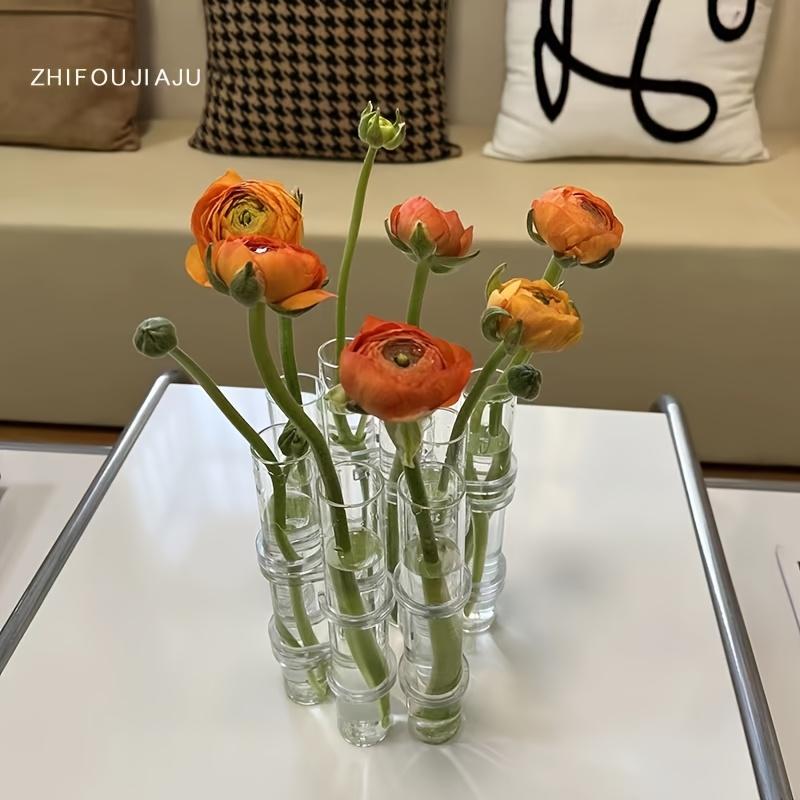 6/8 Stück Transparente Glasvase, Runde Form, Hochwertige Glasdekoration, Blumenarrangement, Hydroponischer Pflanztopf, Kombinationsvasendekoration