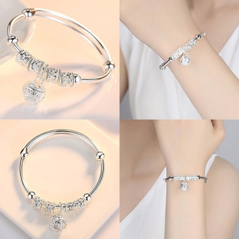 Exquisite Women's Silver Color Adjustable Bracelets with Hollow Bells Ball Fashion Party Female Jewelry Daily Collocation