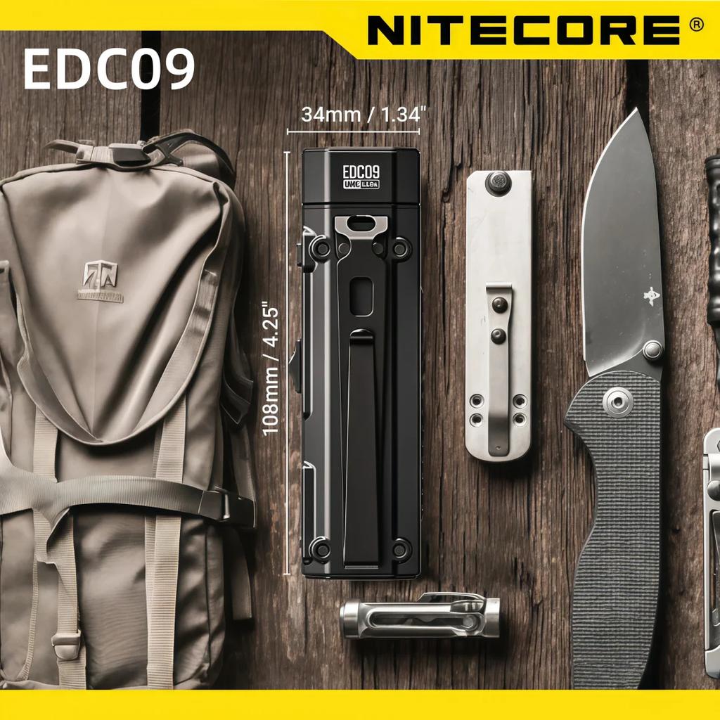 NITECORE EDC09 Rechargeable Flashlight 1600 Lumens Adjustable Angle EDC High-CRI 3 Colore Temperatures USB-C Bulit-in Battery
