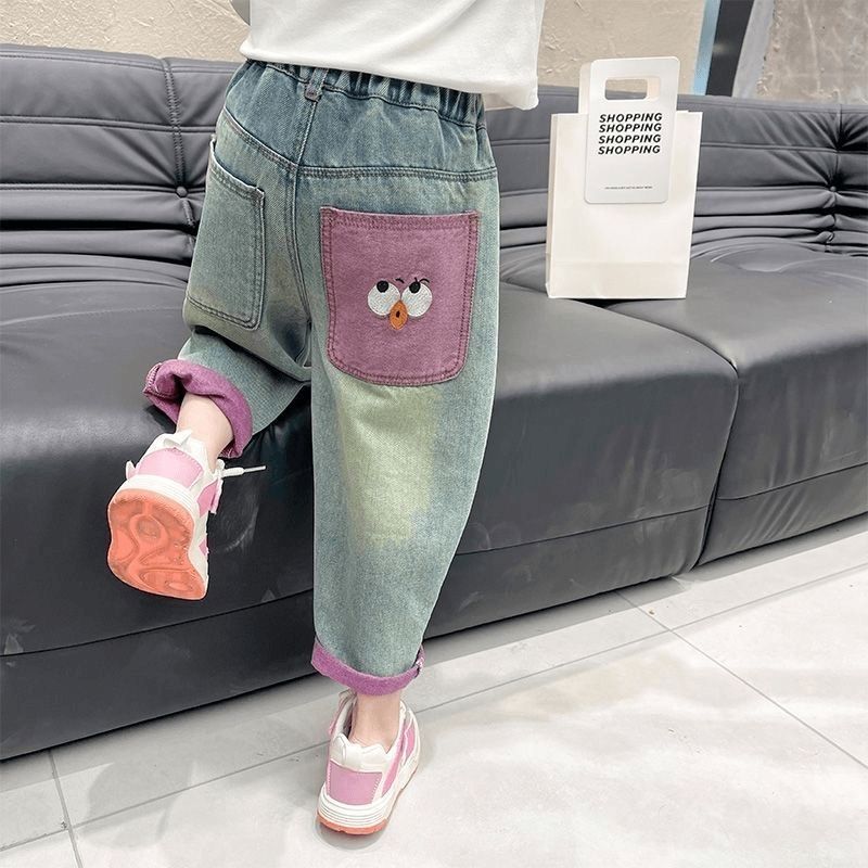 Girls' Pants Spring and Autumn Children's Jeans Versatile Pants Stylish Baby