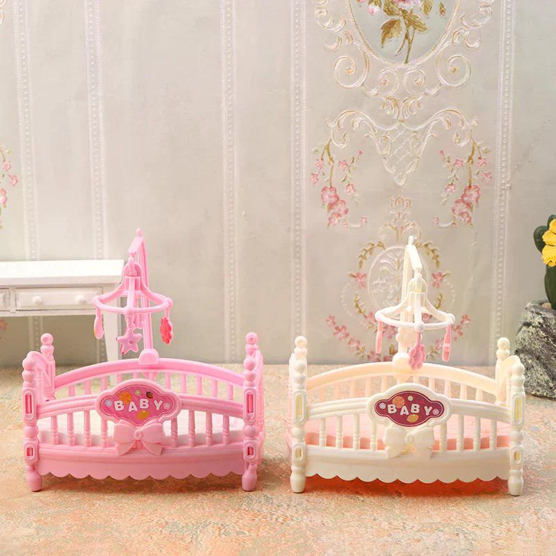 1/12 Dollhouse Simulation Mini Crib Baby Bed Model Bedroom Furniture Accessories For Dolls House Decoration Kids Toys Gift