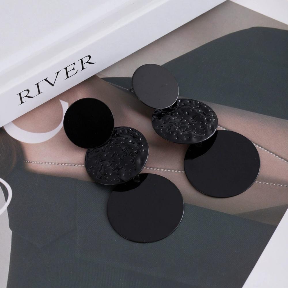 New Elegant Long Geometric Irregular Shaped Women's Earrings Luxury Simple Style Fashionable Versatile round Shape Stud