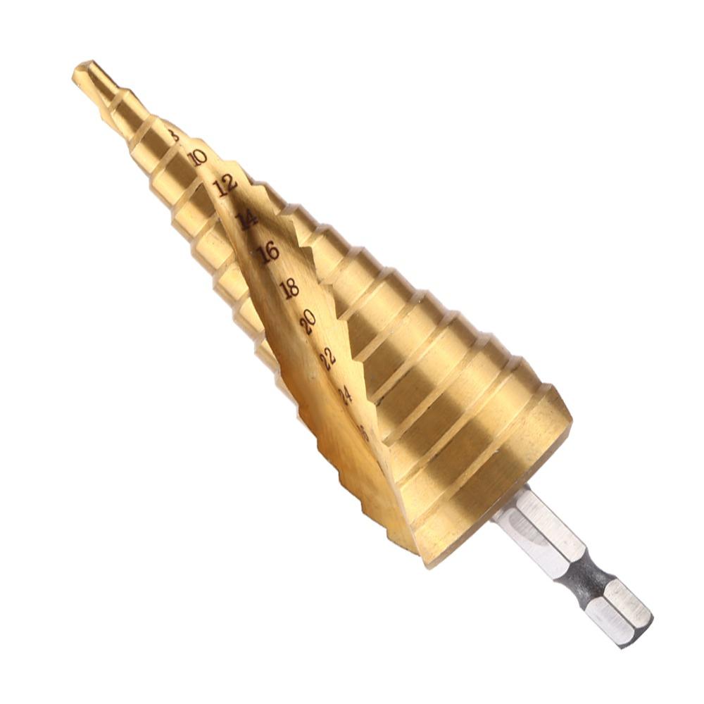 Hex Shank Step Drill Bit Titanium Coated Titanium Coated Drill Bit  Drilling Wood