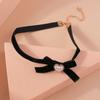 Fashion Black Bowknot Necklace Gothic Heart Lace Velvet Choker Necklaces for Women Girls Party Club Jewelry Gifts