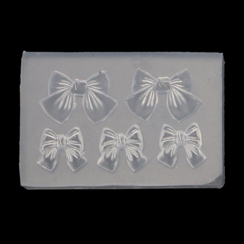 Sculpture Stamping Plate Nails Art Stencils Crystal Epoxy Resin Mold Silicone Nail Carving Mold 3D Mini Bowknot Mould