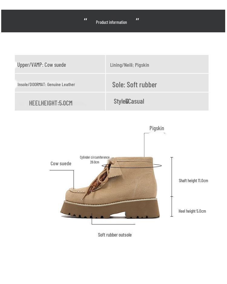 2025 Autumn British Retro Lace-up Leather Ankle Boots, 7CM Thick Sole for Height Boost, Stylish Martin Boots for Women