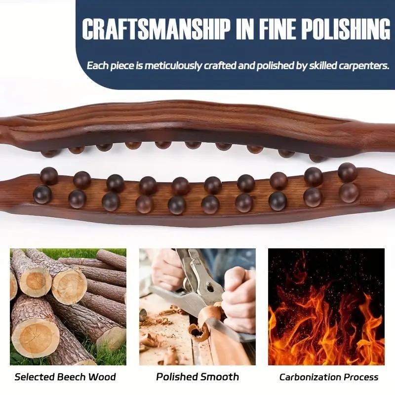 1pc Double Row Of 20 Beads Massage Stick, Carbonization Massage Stick, One Universal Scraping Stomach Rubbing Abdomen Profession