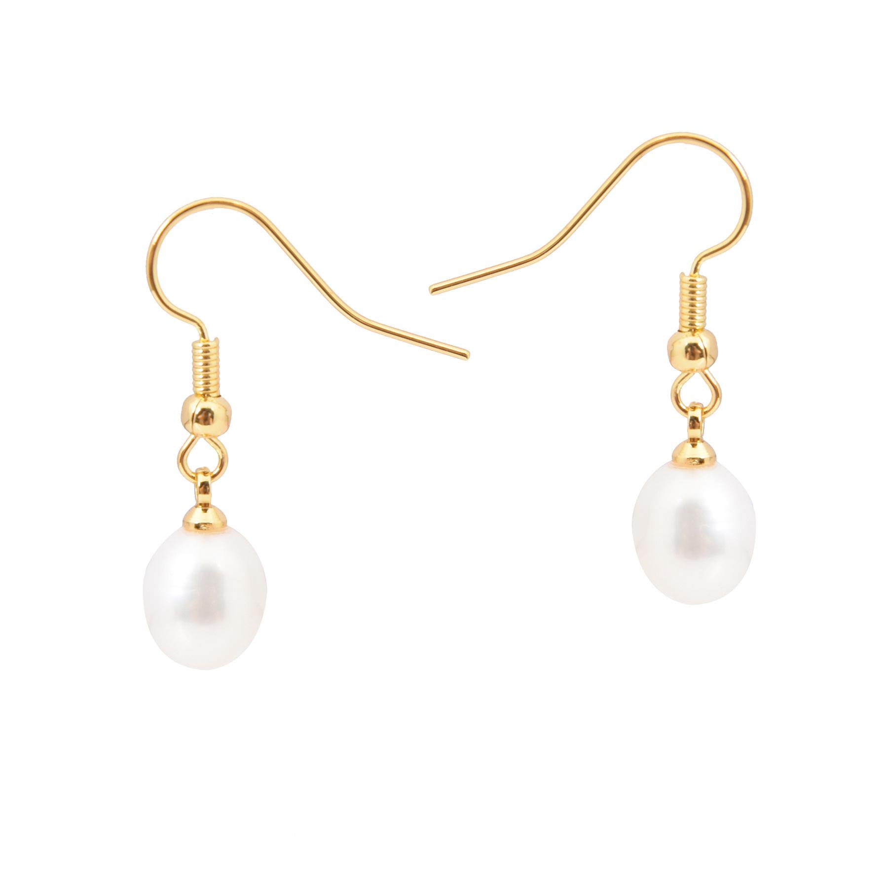 

Серьги-пусеты из золота 14 карат с пресноводным жемчугом и серебра 925 пробы - Простой и современный дизайн