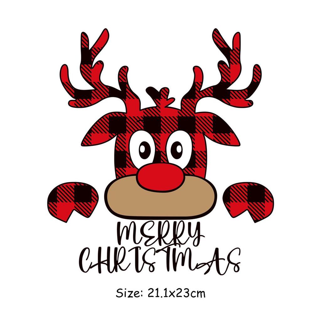 Thermal Transfers Merry Christmas Clothes Stickers Diy Parches Ropa Hoodies T-Shirt Heat Press Appliqued Appliques Stickers