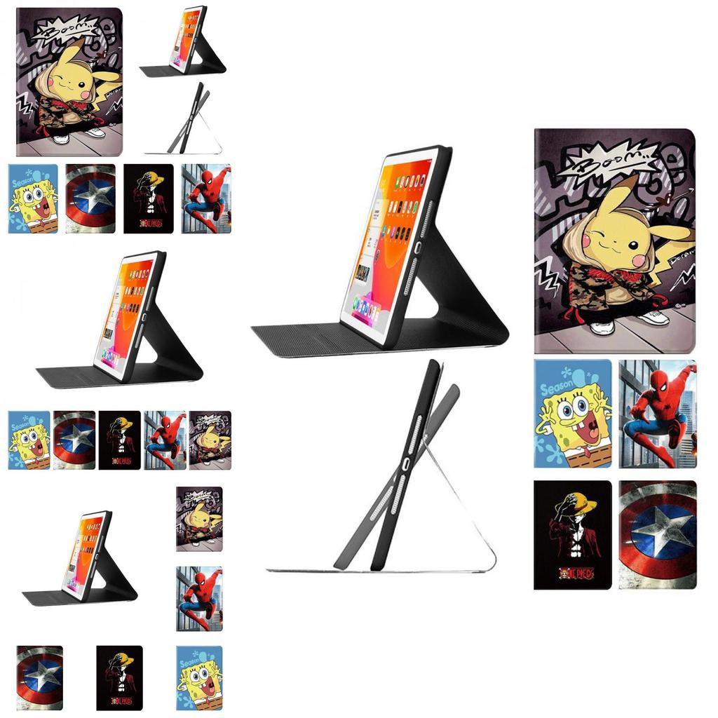 Ultra-thin Smart Ipad Cartoon Case Cover For Kids Pikachu Spiderman Luffy