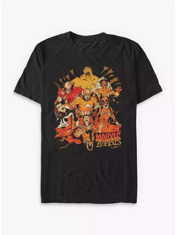 Marvels new Marvel Zombies Avengers comic pattern printed Unisexs and Womens shortsleeved loose casual Tshirts L