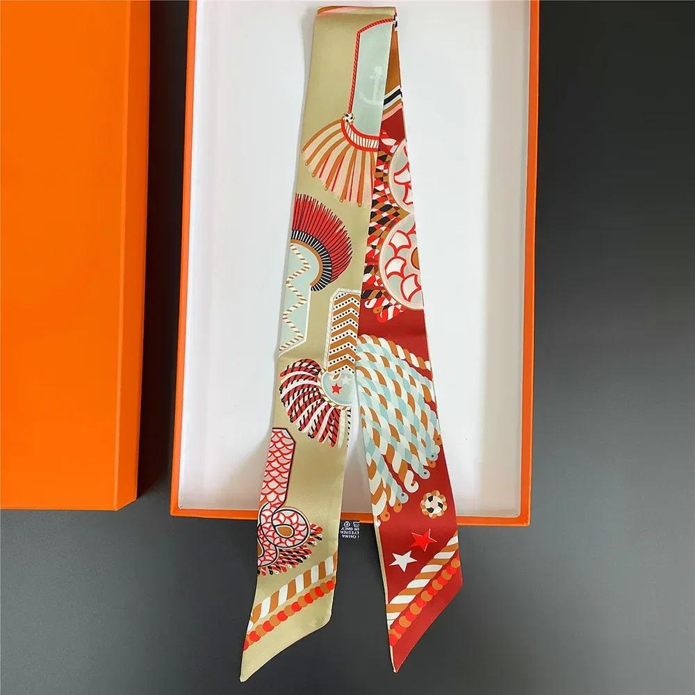 Long Lady Bag Silk Scarf Skinny Neck Hair Scarfs For Women Band Headwear Handbag Tie Ribbons  New Handle Wraps Summer
